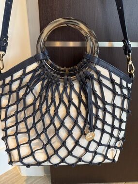 Brahmin Navy & Cream Tote Bag, Nautical, NWT & Storage Bag, Orig. $445